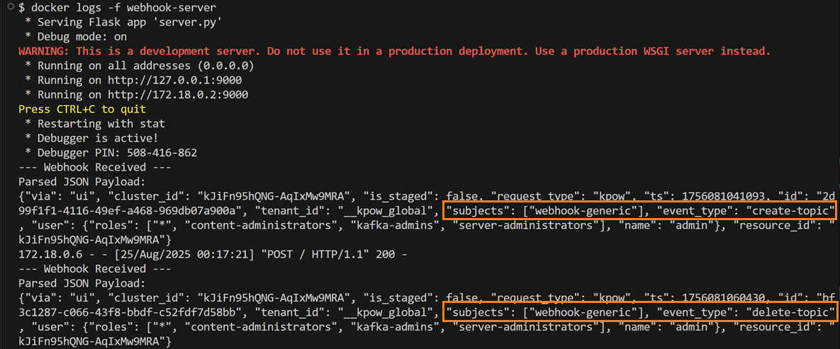 Generic Webhook Messages